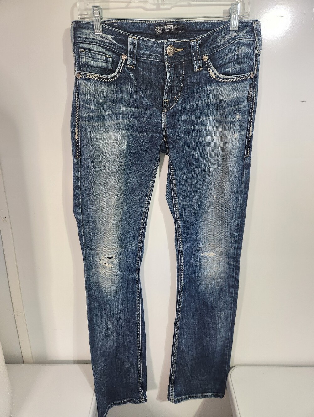Silver Aiko Dark Blue Denim Jeans, Size 29x33